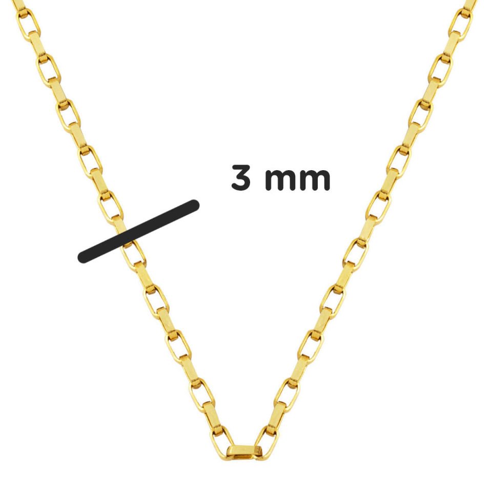 Halkalı 14 Ayar Altın Üniseks Zincir Kolye 60 cm.