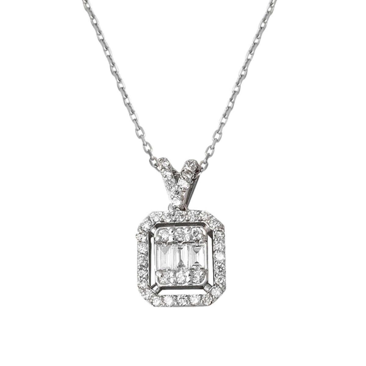 0,30 Karat Baget Kesim Pırlanta Kolye