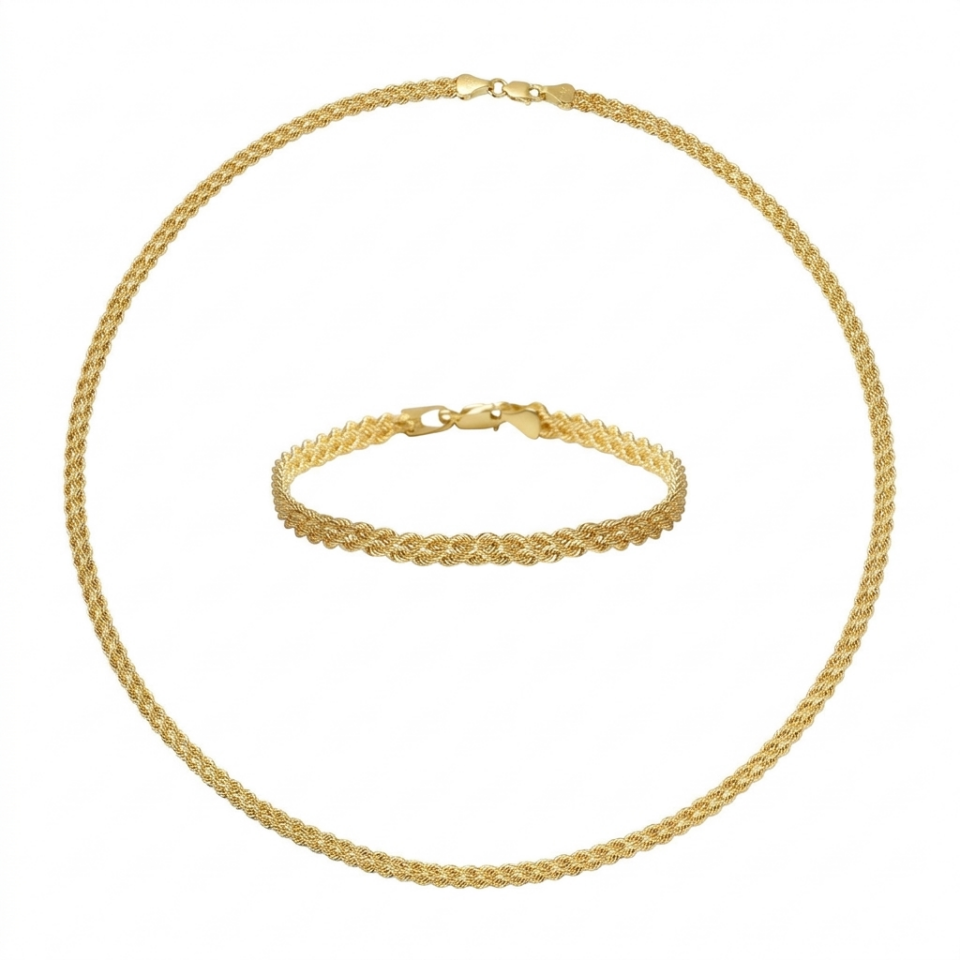 Sultan Örgüsü Gerdanlık & Bileklik Altın Set