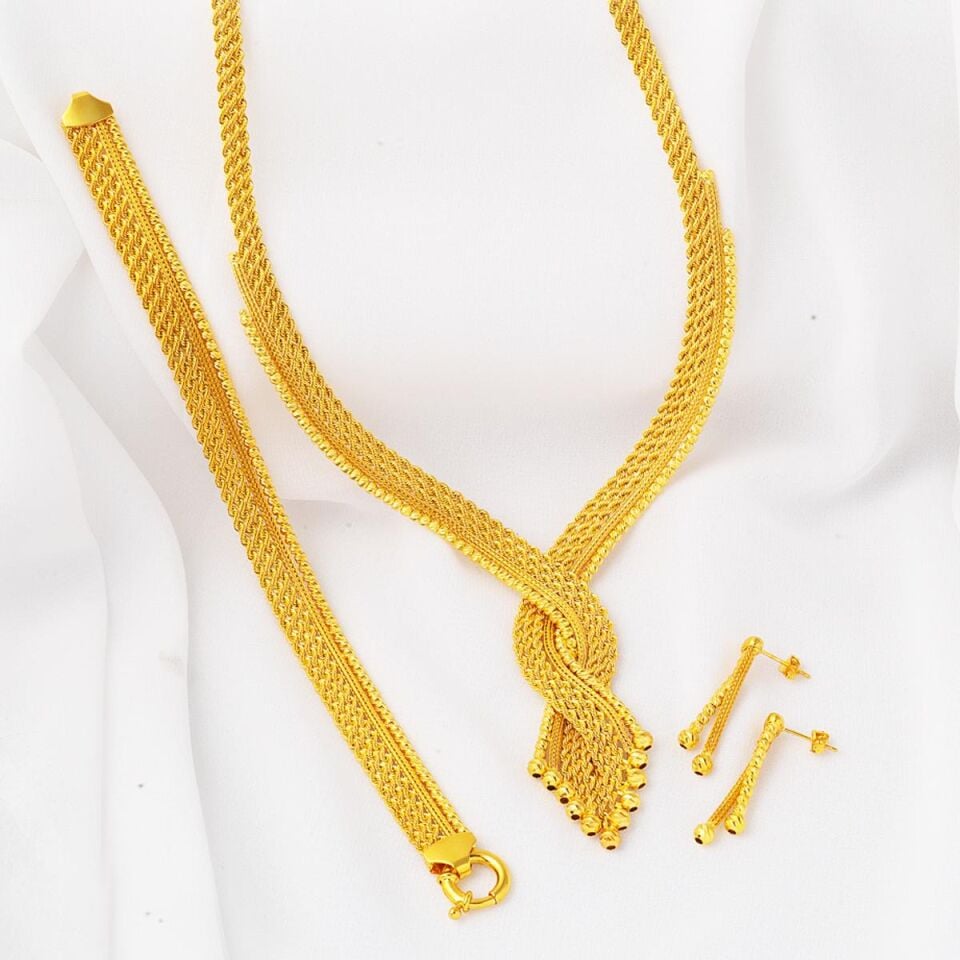Örgü Zincir Dorika Toplu Altın Takı Seti