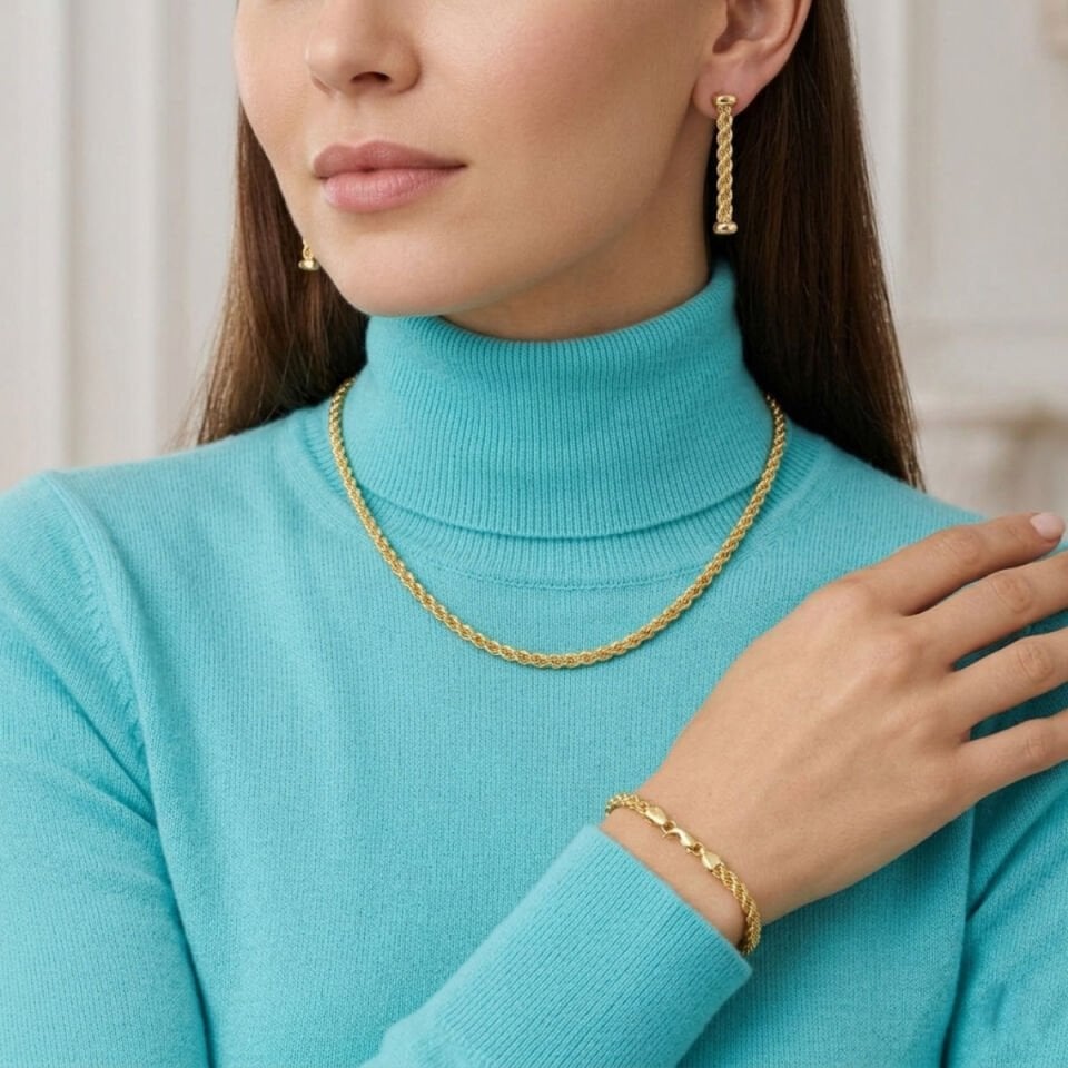 Sultan Örgüsü Taşsız Altın Takı Seti