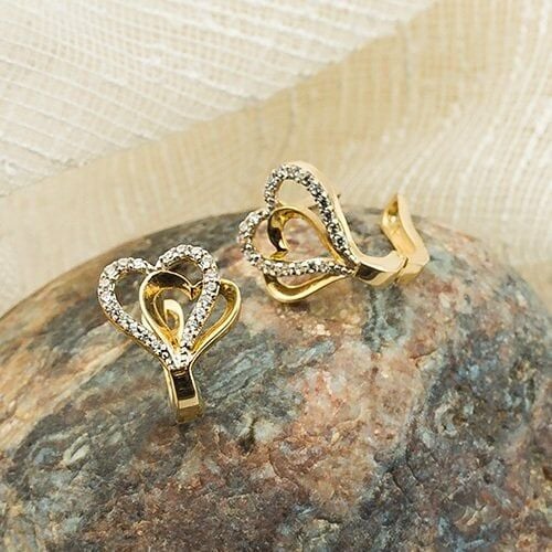 Label Kalpli 14 Ayar Altın Taşlı Küpe