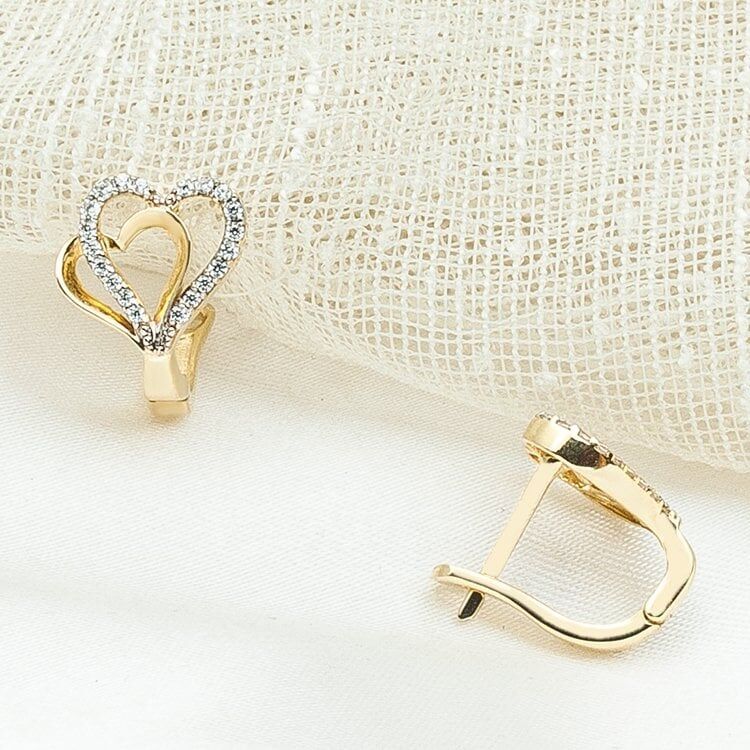 Label Kalpli 14 Ayar Altın Taşlı Küpe