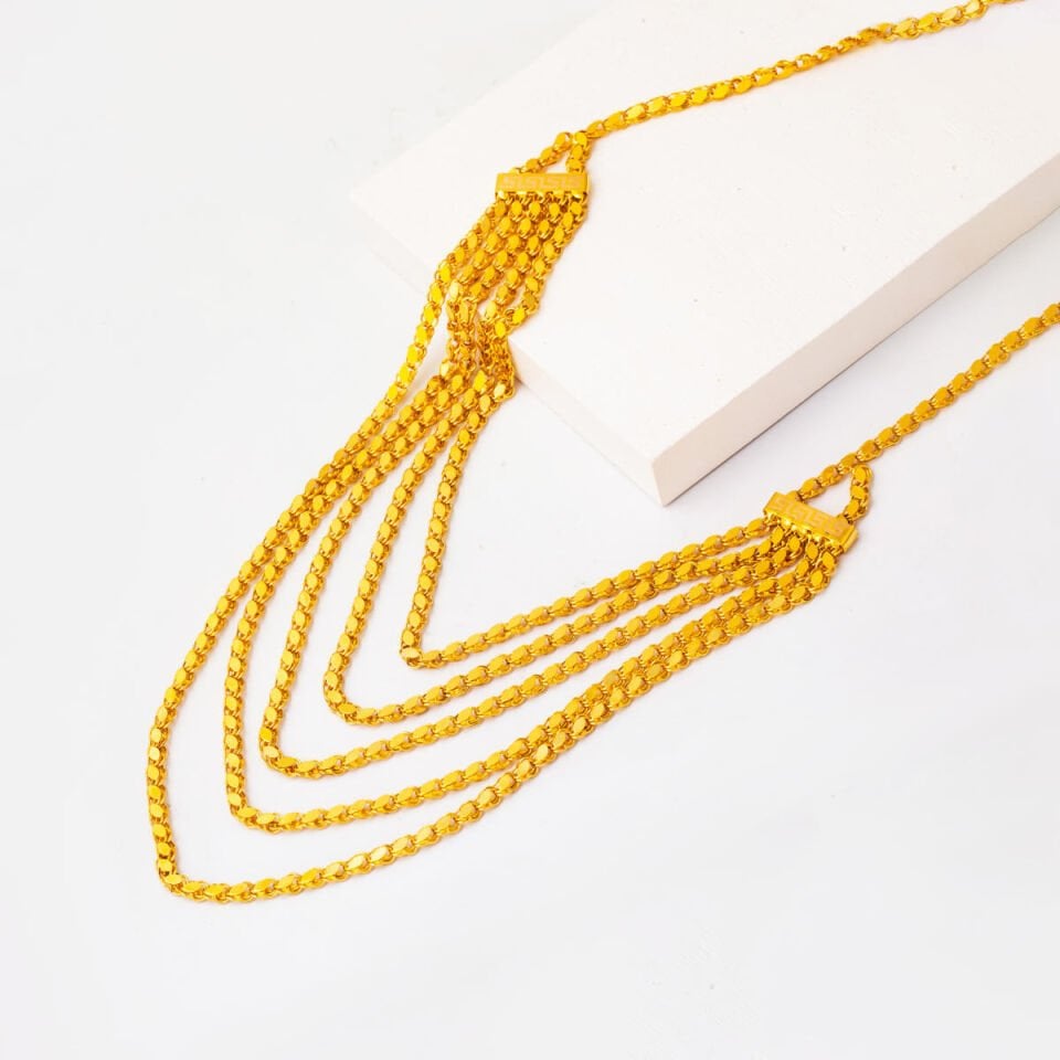 Pullu Akıtma Gerdanlık Kolye 14 Ayar Altın