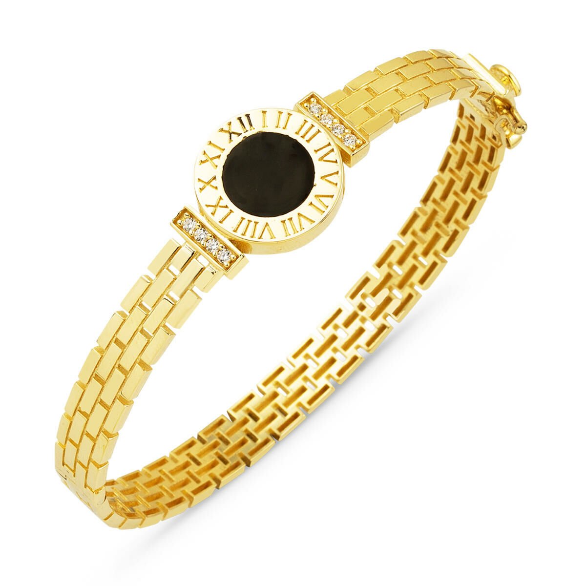 Mineli Romen Rakamlı 14 Ayar Altın Kelepçe