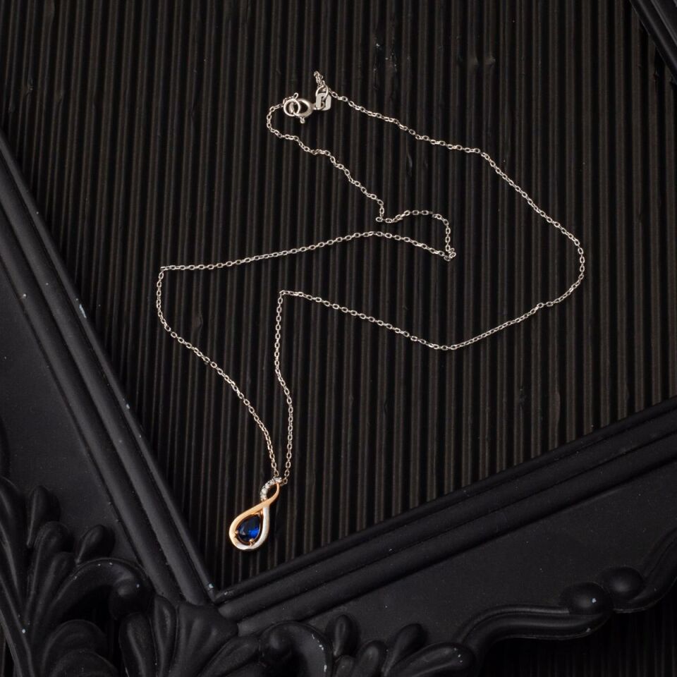 Pırlanta Safir Sonsuzluk Kolye