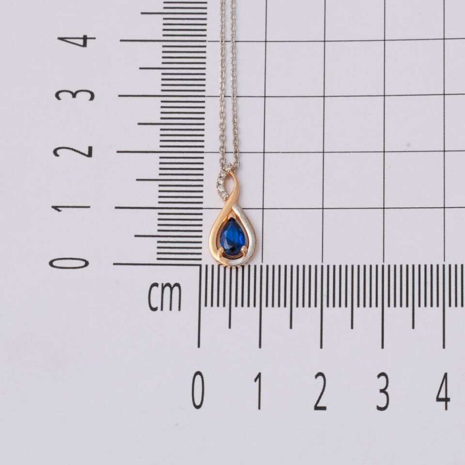 Pırlanta Safir Sonsuzluk Kolye