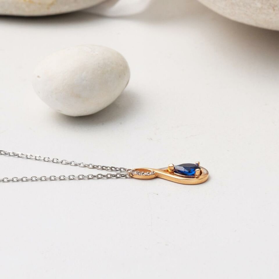 Pırlanta Safir Sonsuzluk Kolye