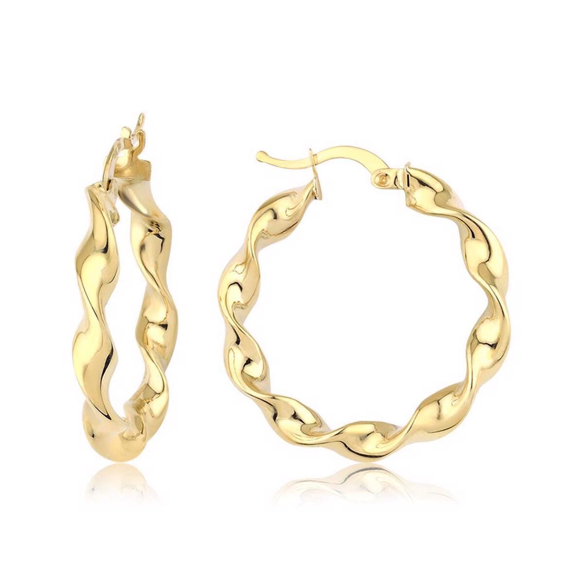 Burma 2,5 cm Çaplı Halka Altın Küpe