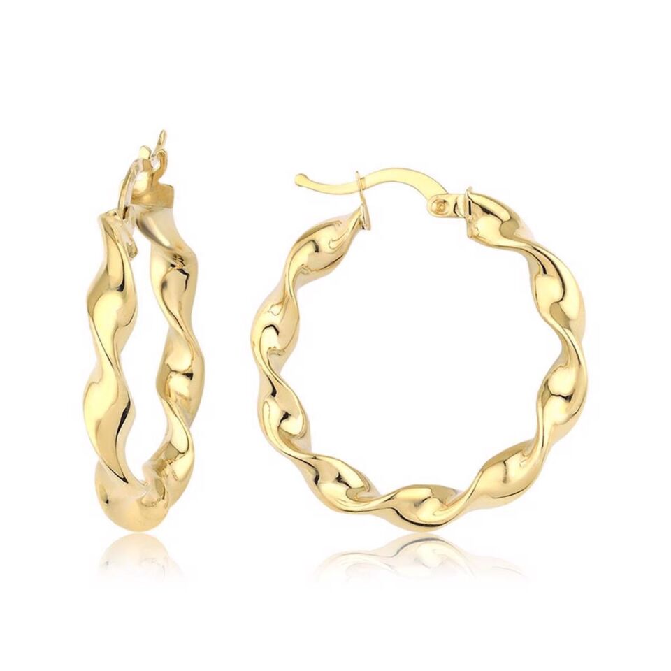 Burma 2,5 cm Çaplı Halka Altın Küpe