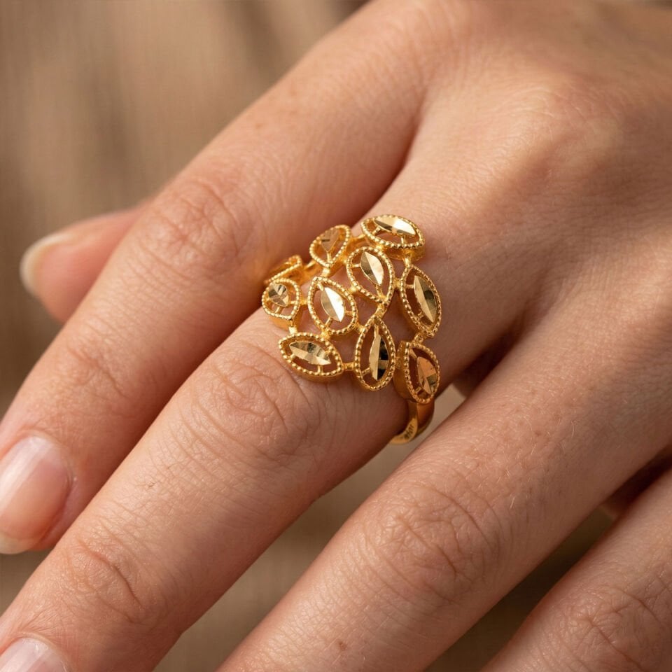 Kalemli 14 Ayar Taşsız Altın Yüzük