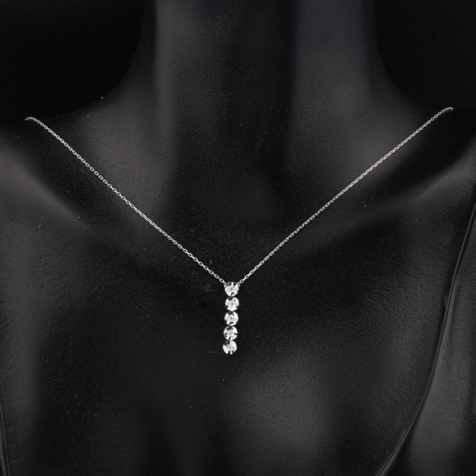 5 Taş Kolye ve Bileklik Pırlanta  Set