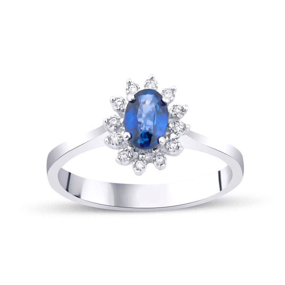 0,60 ct. Safir & 0,05 ct. Pırlantalı Yüzük