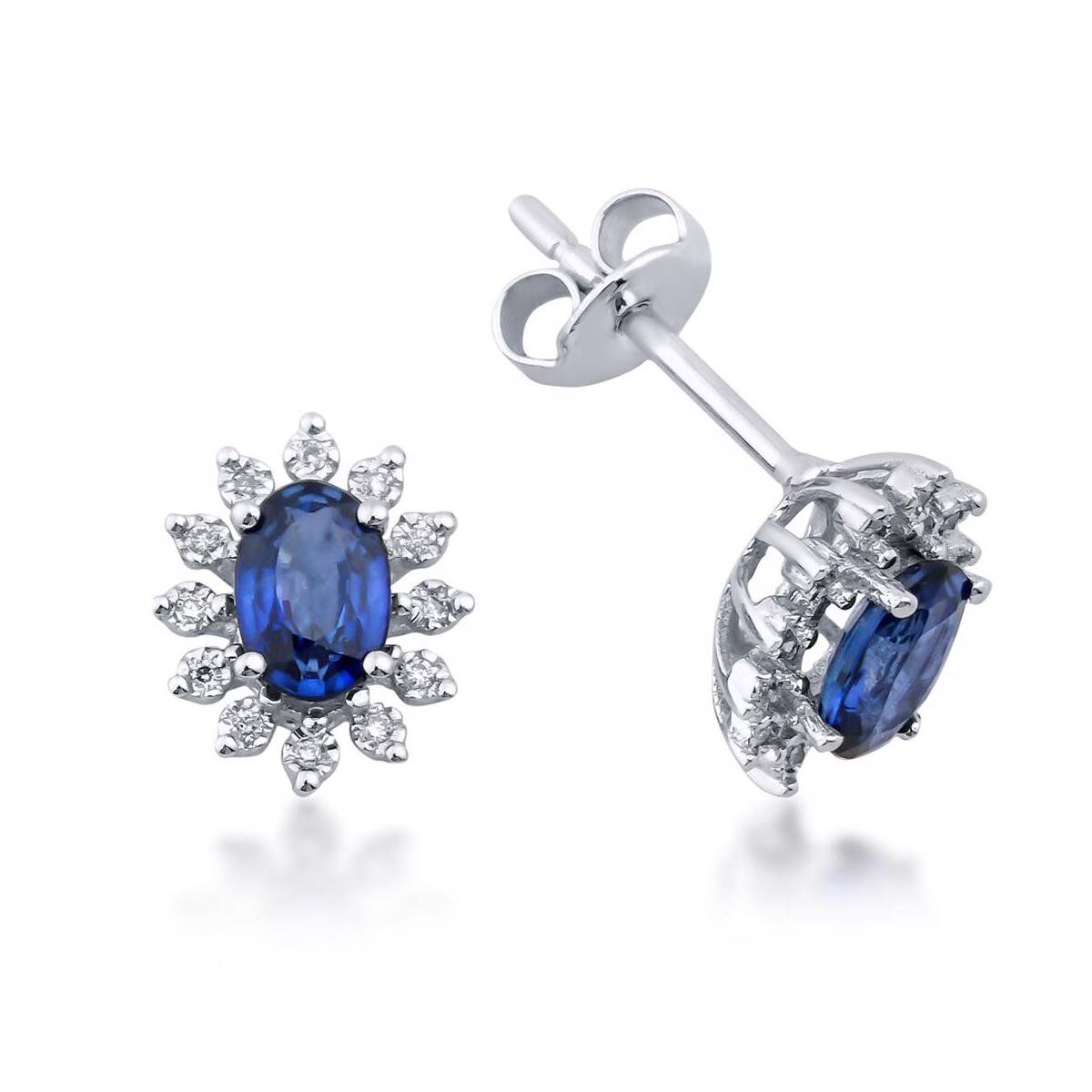 1,20 ct Safir & 0,10 ct Pırlanta Küpe