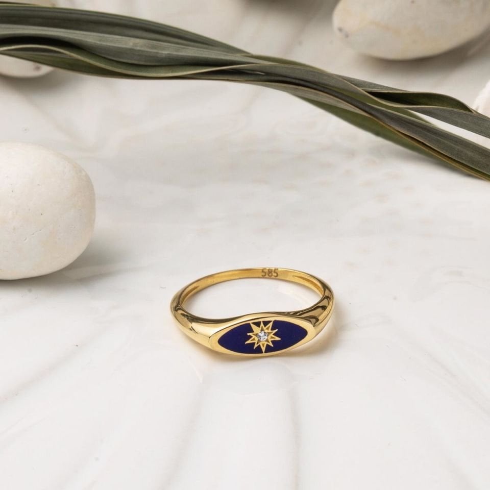14 Ayar Özel Yıldız Tasarım Altın Yüzük
