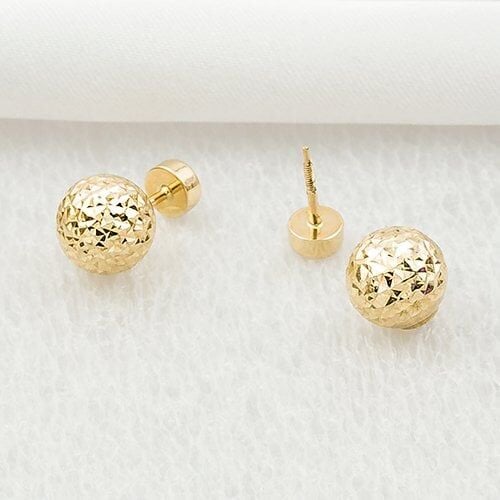 Arpaş Çift Taraflı 14 Ayar Altın Vidalı Küpe