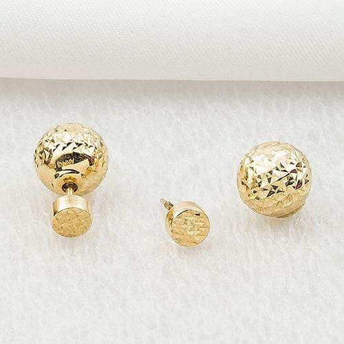 Arpaş Çift Taraflı 14 Ayar Altın Vidalı Küpe