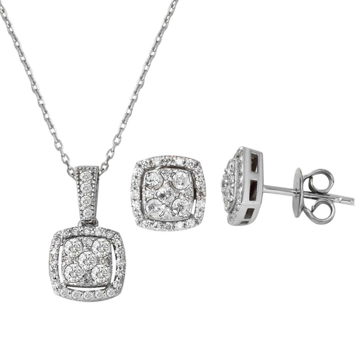 0,45 Karat Küpe Kolye Pırlanta Set