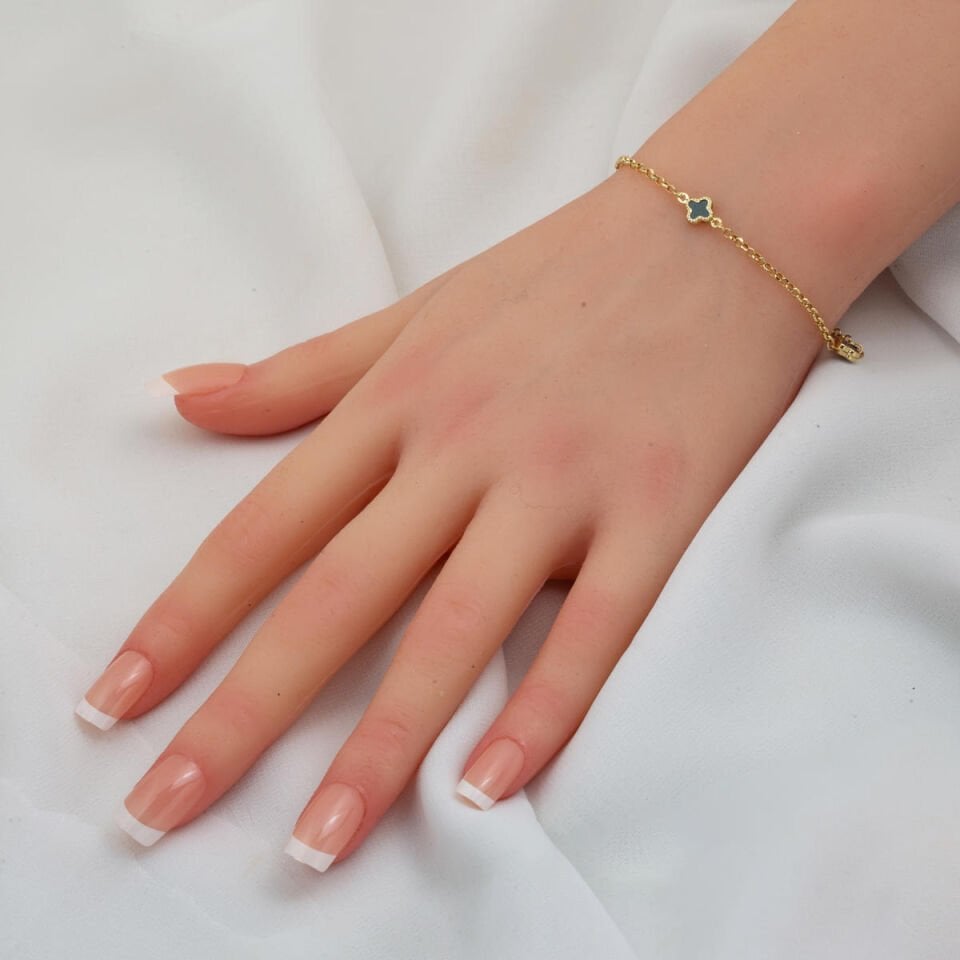 Zümrüt Yeşili Van Cleef 14 Ayar Kolye Bileklik Set