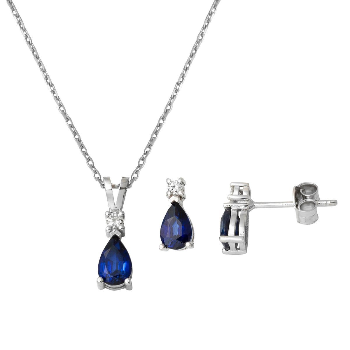 Kolye ve Küpeli Safir Pırlanta Set Takımı