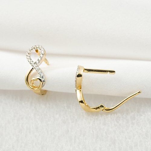 Sonsuzluklu Taşlı 14 Ayar Altın Küpe