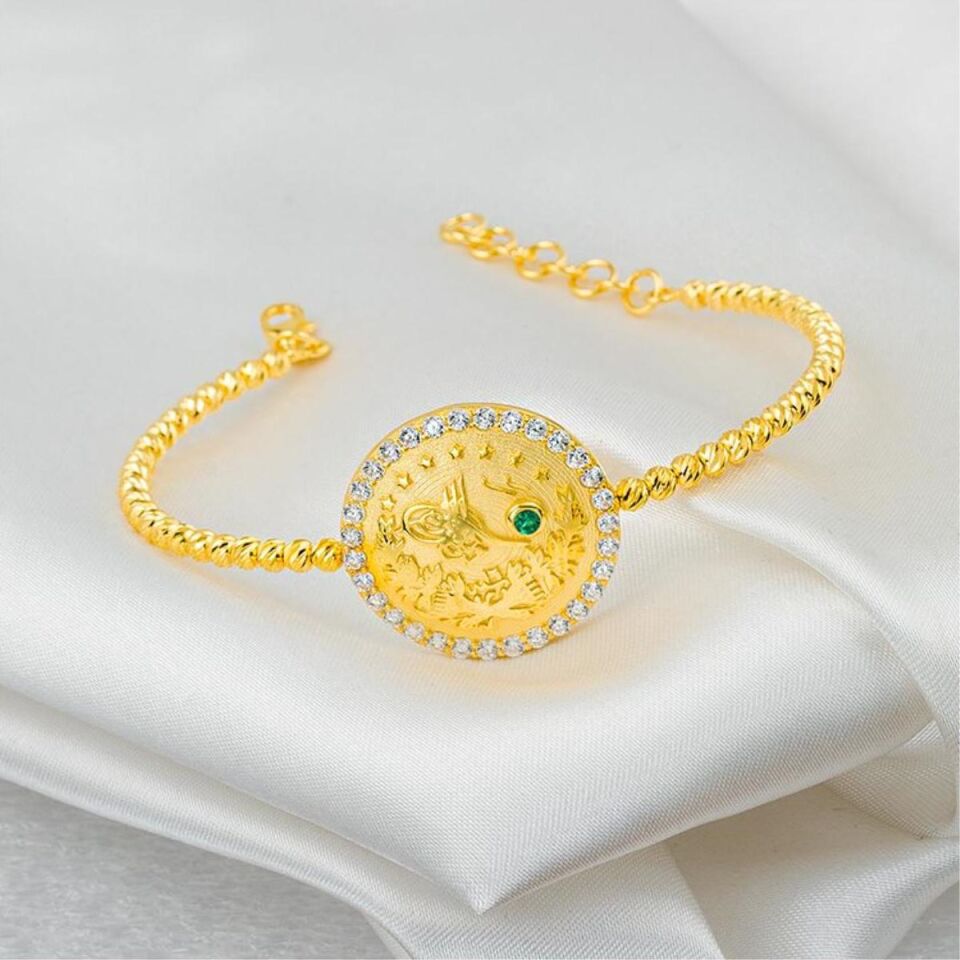 Reşat Tuğralı Zümrüt Taşlı Altın Bilezik