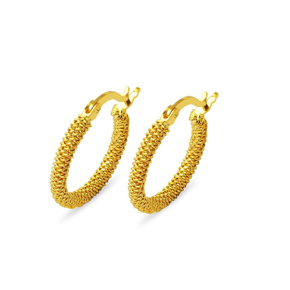 Örgü Halka 14 Ayar Altın Küpe