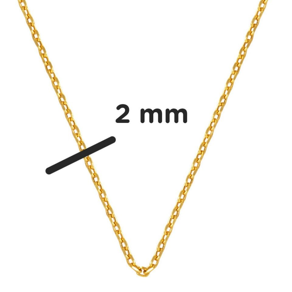 Force 14 Ayar Altın Zincir Kolye (2 mm Enli) 60 cm.