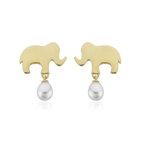 Elephant İncili Altın Küpe