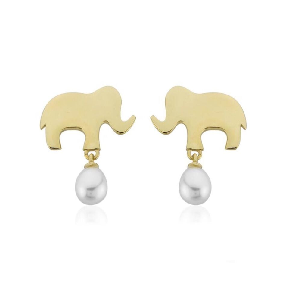 Elephant İncili Altın Küpe