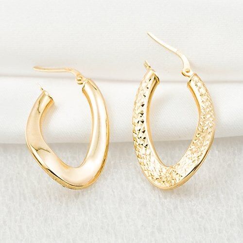 Kalemli İtalyan 14 Ayar Altın Halka Küpe