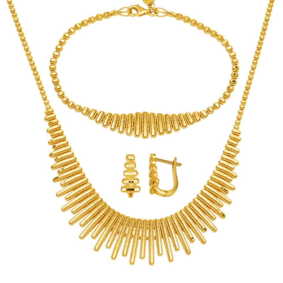 Kleopatra 14 Ayar Altın Taşsız Takı Seti