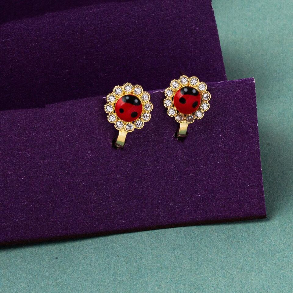 Taşlı 14 Ayar Altın Çocuk Küpesi