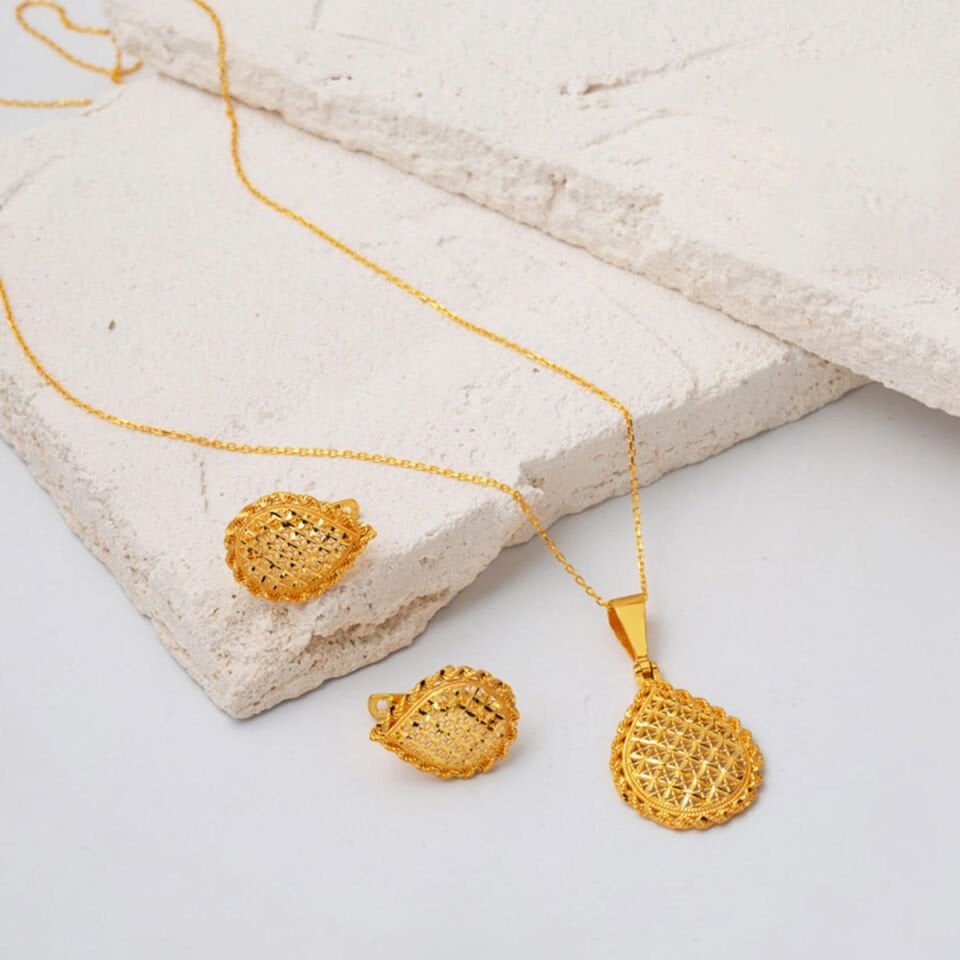 Damla Yaşam Çiçeği 22 Ayar Altın İkili Set