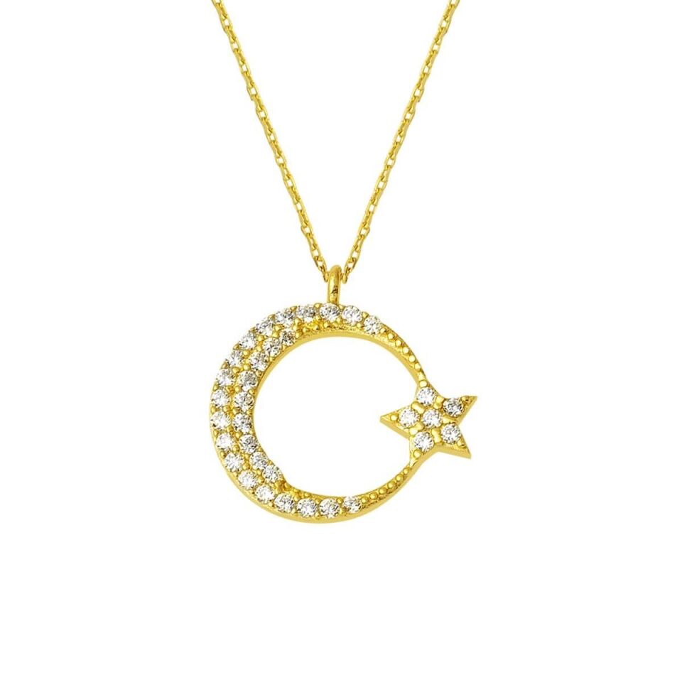 Ay Yıldız 14 Ayar Altın Kolye