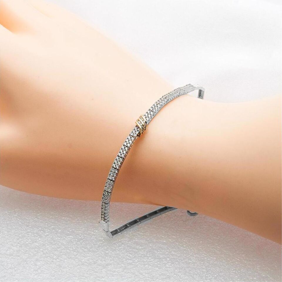 Çift Sıra Suyolu Beyaz Altın Takı Seti