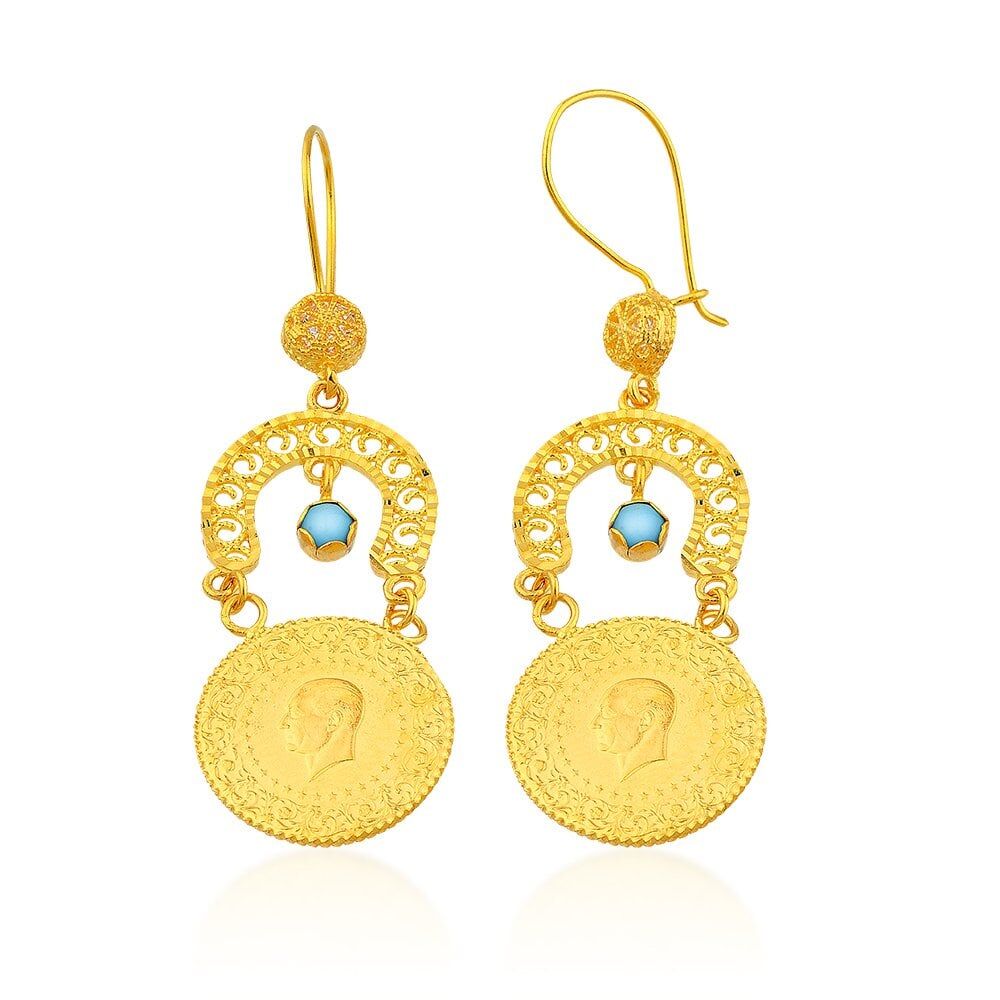 Çeyrek Altınlı Sarkaç Küpe