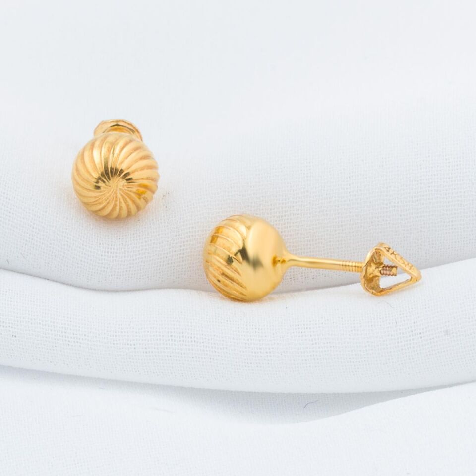 Vidalı 14 Ayar Top Altınlı Küpe