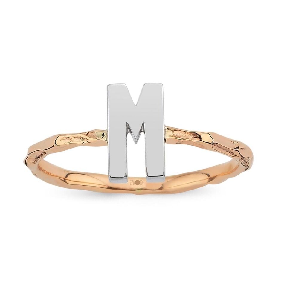 Harf Rose Altın Yüzük (Bütün Harfler Üretilir)