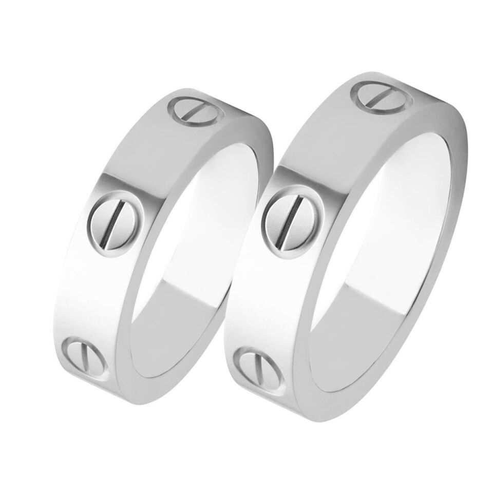 Çivili 14 Ayar Beyaz Altın Alyans Takımı