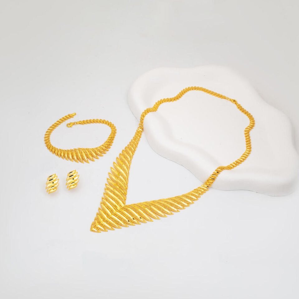 Taşsız 14 Ayar Altın Düğün Seti