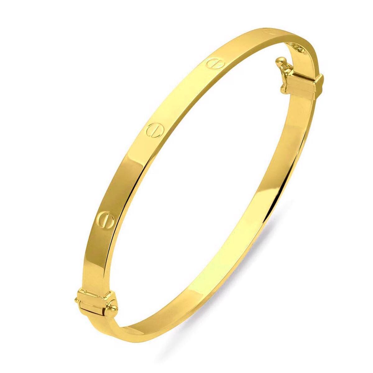 Vidalı 14 Ayar Altın Kelepçe Bilezik