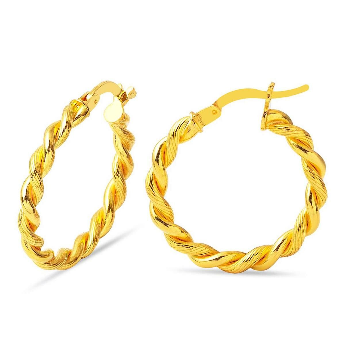 22 Ayar Altın 2,5 cm. Burma Küpe