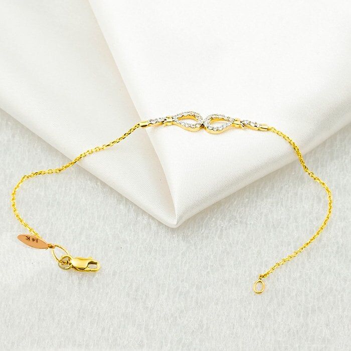 Taşlı Kanatlar 14 Ayar Altın Bileklik