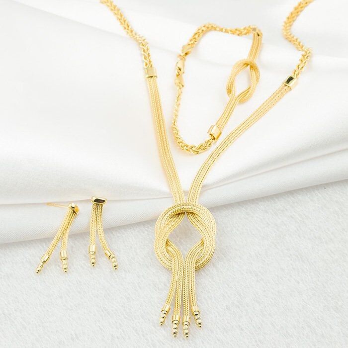 Jival Hasır Örgü 14 Ayar Altın Takı Seti