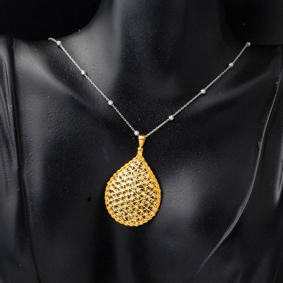 Yaşam Çiçeği Damla 14 Ayar Altın Kolye Ucu