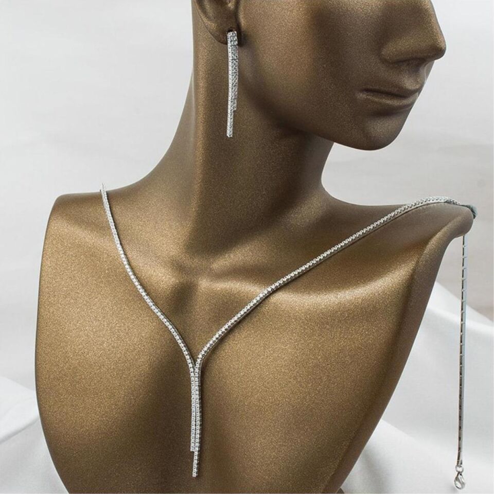 Suyolu 14 Ayar Beyaz Altın Takı Seti