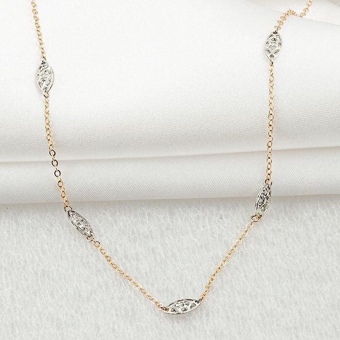 Arpaş Rose Beyaz 14 Ayar Altın Zincir Kolye