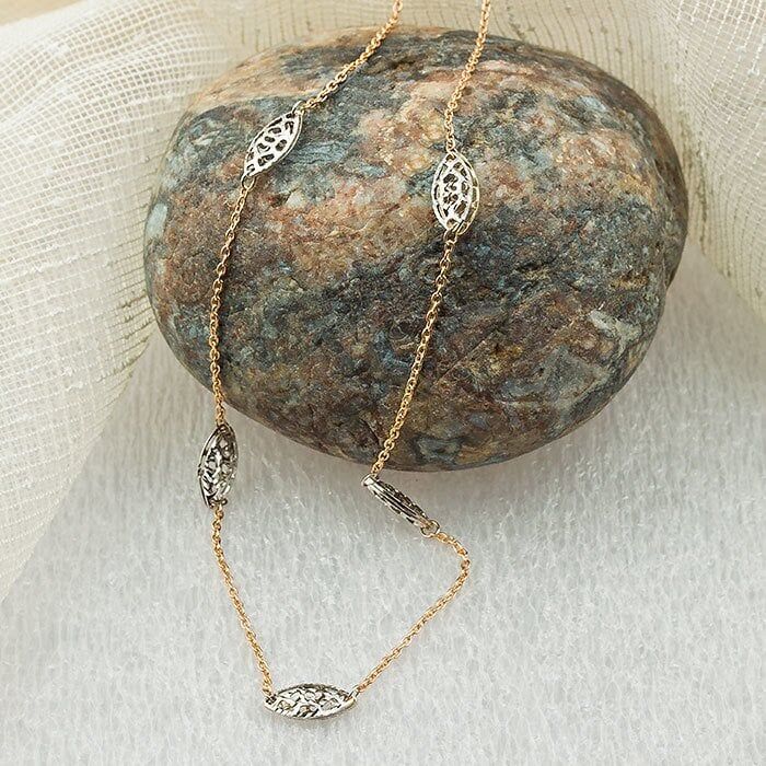 Arpaş Rose Beyaz 14 Ayar Altın Zincir Kolye