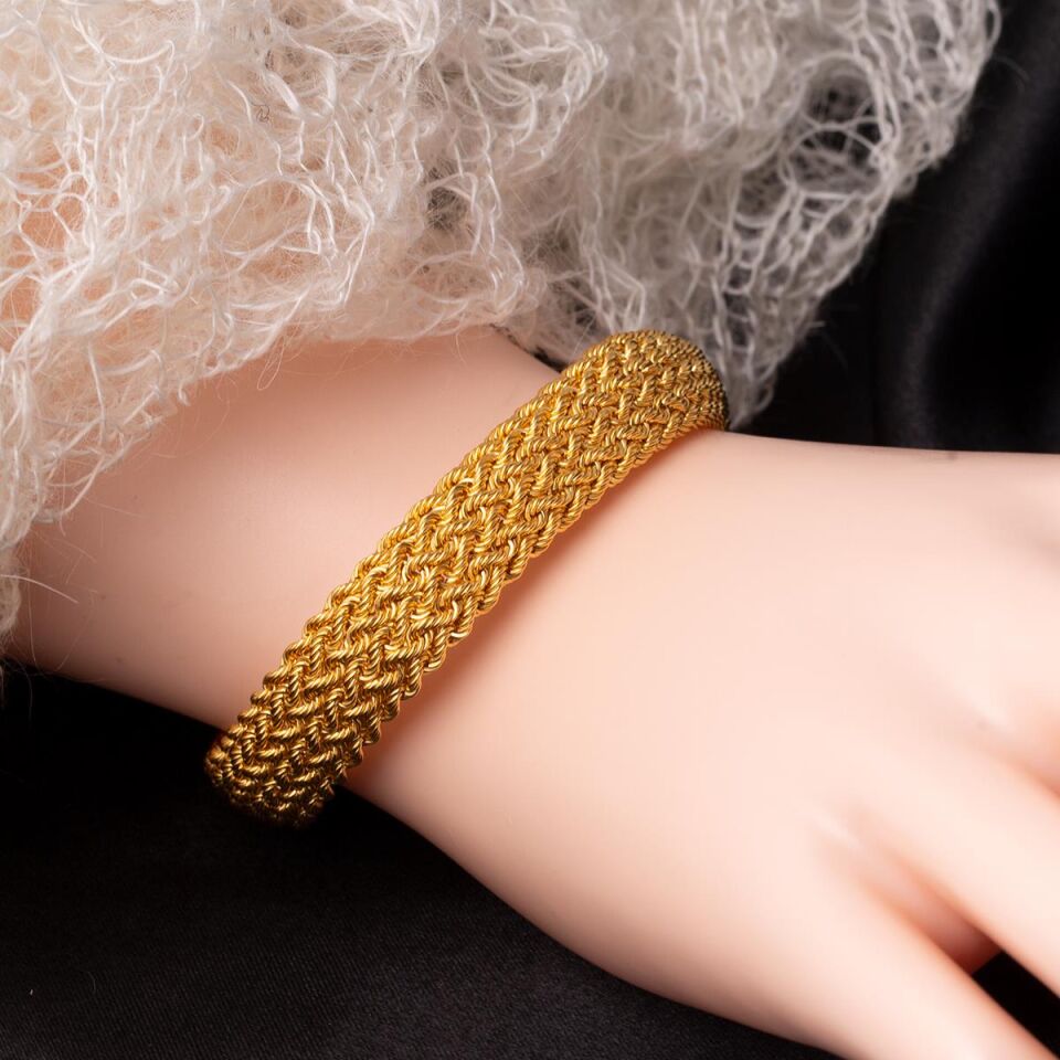 Örgü Zincir Taşsız Altın Bileklik
